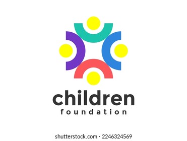 Charity icon, People care logo with colorful design vector