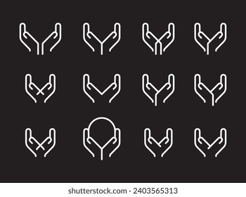 Charity icon set. Collection of donate, volunteer, care and more. Editable stroke.
