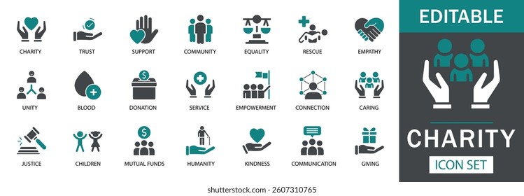 Charity Icon Set
Featuring charity, donation, support, community, equality, kindness, blood donation, humanity, and more. Perfect for NGOs, fundraisers, awareness campaigns, and social impact projects