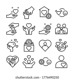 Charity icon set, Share, help care icon collection