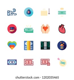 charity icon set. vector set about money, donation, heart and scholarship icons set.