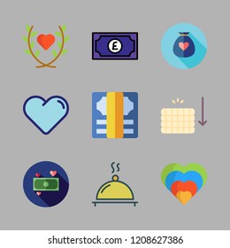 charity icon set. vector set about heart, supper, donation and money icons set.
