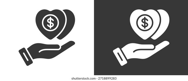 Conjunto De Iconos De Caridad Colección De Vector Aislado En Blanco Y Negro