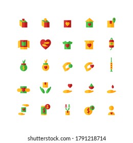 Charity icon set vector flat for website, mobile app, presentation, social media. Suitable for user interface and user experience.