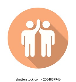 Charity icon. Simple illustration with long shadow isolated for graphic and web design.