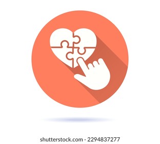Charity icon. Simple illustration with long shadow for graphic and web design.