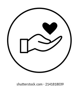 vector de icono de caridad con diseño simple. icono del corazón de la mano