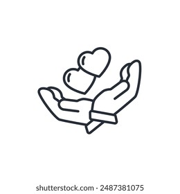 Wohltätigkeitssymbol. Vektorgrafik.Editierbarer Strich.Lineares Stilzeichen zur Verwendung Webdesign,logo.Symboldarstellung.