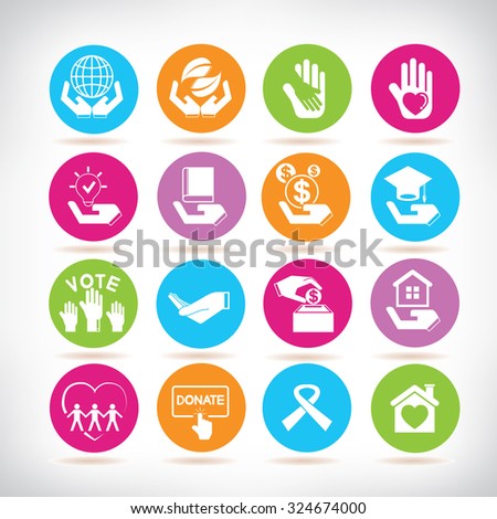 charity icons, donate icons