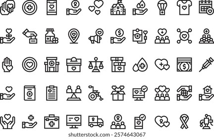 Charity icons High-Quality Vector Icons Collection with Editable Stroke. Ideal for Professional and Creative Projects