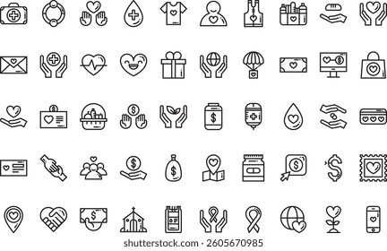 Charity icons High-Quality Vector Icons Collection with Editable Stroke. Ideal for Professional and Creative Projects
