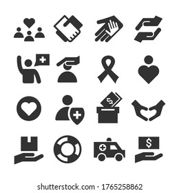 Iconos de caridad - Ilustración - Gráfica de vectores editable