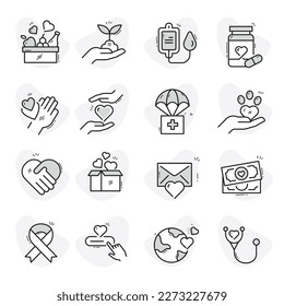 Charity Icons Pack. Thin lines with hand-drawn touch.