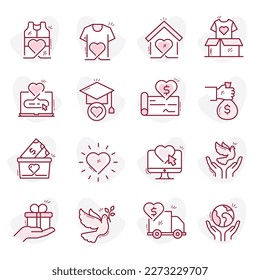 Charity Icons Pack. Dünne Linien mit handgezeichnetem Touch.