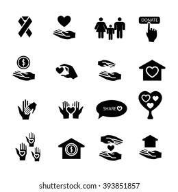 Charity icons set