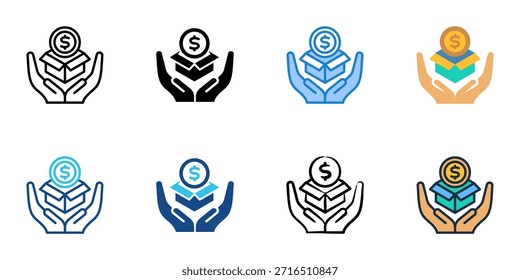 Charity icons set multiple style collection. 
