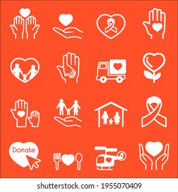 iconos de caridad conjunto colección vectorial de símbolos de estilo de línea