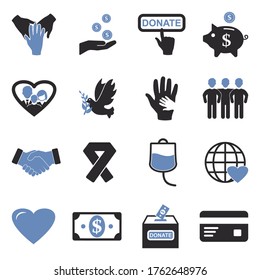 Charity Icons. Two Tone Flat Design. Vector Illustration.