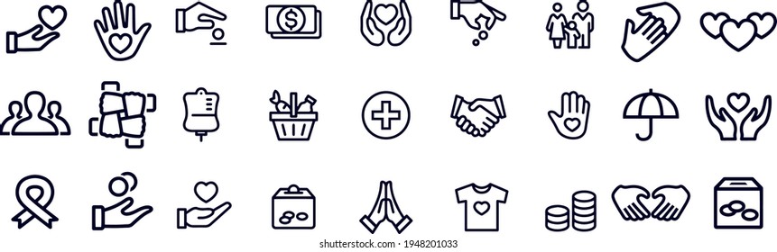Charity Icons vector design black and white outline 