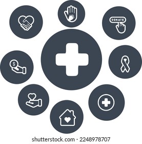 Charity icons vector design family