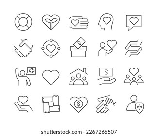 Charity Icons - Vector Line Icons