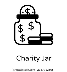 Charity jar solid icon is visually perfect 