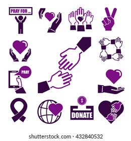 charity, kindness, donate icon set
