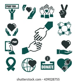 charity, kindness, donate icon set