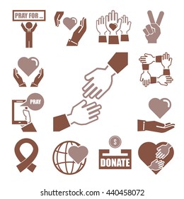 charity, kindness, donate icon set
