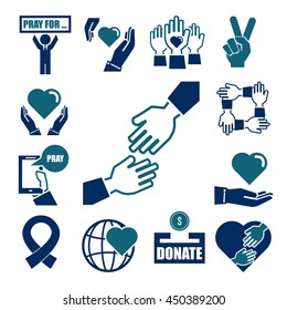 charity, kindness, donate icon set