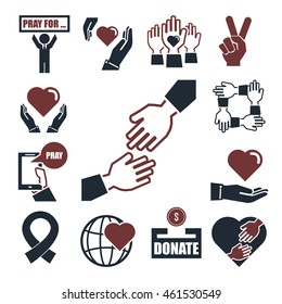 charity, kindness, donate icon set