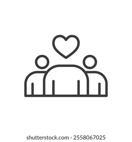 Charity leader icon in line design. Charity, leader, guidance, support, team, community, volunteer on white background vector. Charity leader editable stroke icon