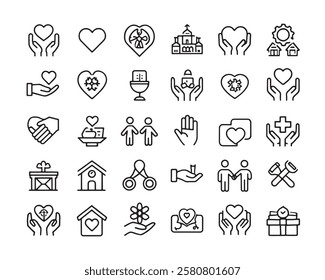 Charity Line Art 50 Icon Set Designs (2)