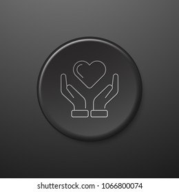 Charity Line Icon. Black Push-Button