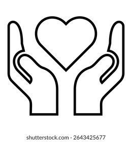 Design de ícone de linha beneficente. ilustração vetorial do símbolo de contorno preto fino Charity. ícone de traçado editável no plano de fundo transparente.