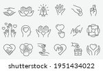 Charity line icon set. Collection of donate, volunteer, humanitarian, hope and more. Black vector illustration. Editable stroke.