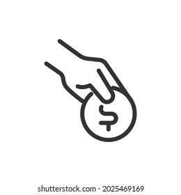Charity line icon in trendy style. Stroke vector pictogram isolated on a white background. Charity premium outline icons.