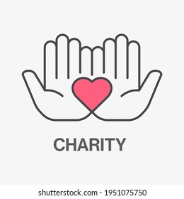 Charity line icon. Vector illustration. Sign of solidarity, help, donation.