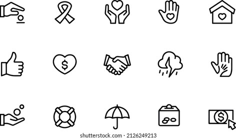 Charity line icons vector design 