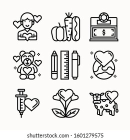 Charity of Line vector icons