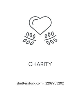 Charity Linear Icon. Charity Concept Stroke Symbol Design. Thin Graphic Elements Vector Illustration, Outline Pattern On A White Background, Eps 10.