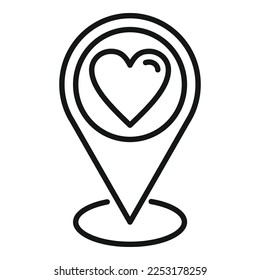 Charity location icon outline vector. Donate help. Giving heart
