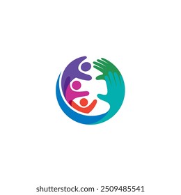 Logotipo de la caridad con la Plantilla del diseño del círculo, logotipos del cuidado de la gente