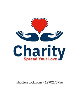 Charity logo design inspiration, love shape and hand design illustration