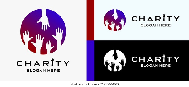 charity logo design template in creative and simple abstract style, hand icon in a circle. premium vector logo illustration