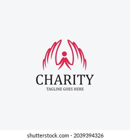 Charity logo design template. People charity logo. Vector illustration