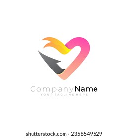 Charity logo design vector, love and ribbon logo community