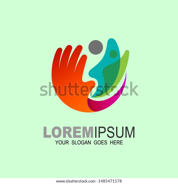 Charity Logo Family Icon Template Hand Royalty Free Stock Image