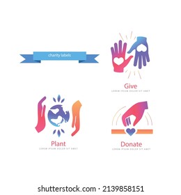 charity logo with hand collection vector