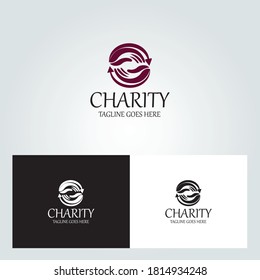 Charity logo. Hand logo design concept. Vector illustration